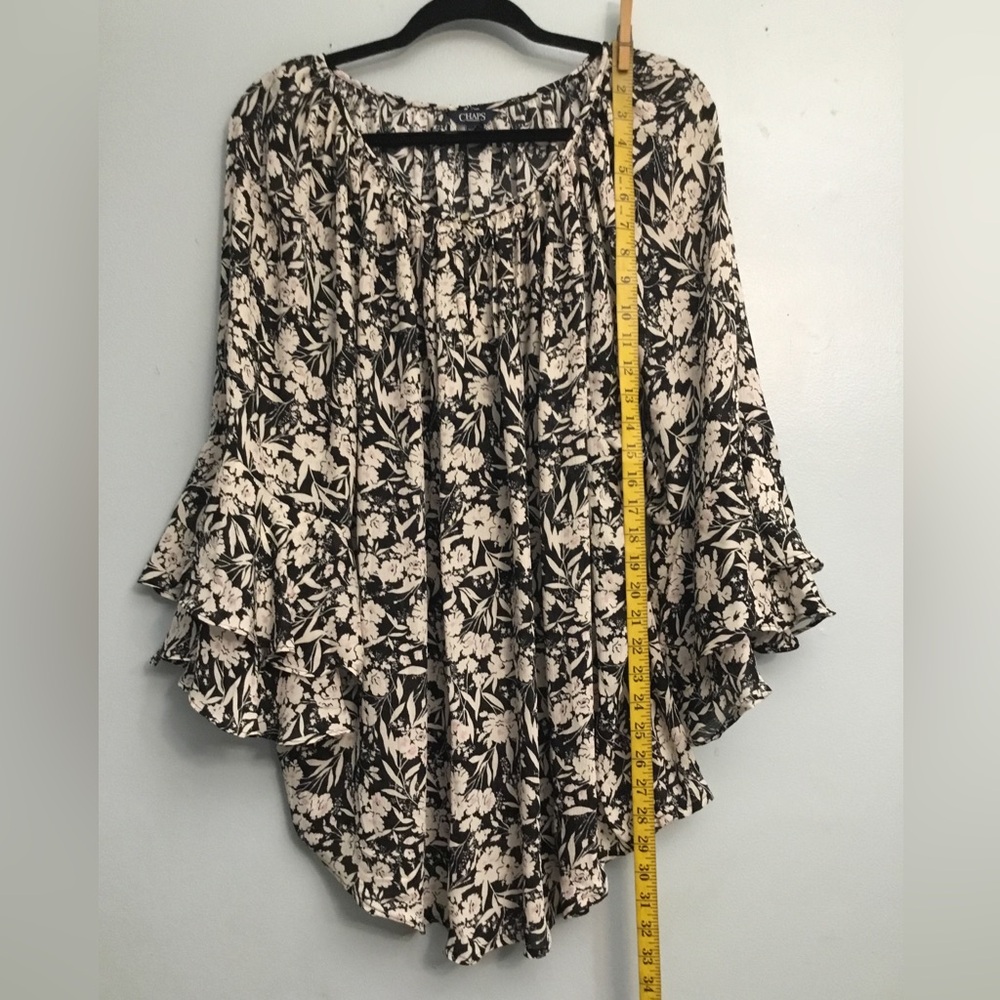 Chaps Black and White Floral Top
